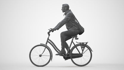 realistic 3D man casual cycling, scanned archviz people for Blender and 3ds Max, square thumbnail