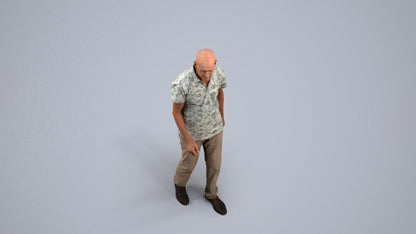 scanned 3D senior man casual walking, photogrammetry people for Enscape and V-Ray, back view render