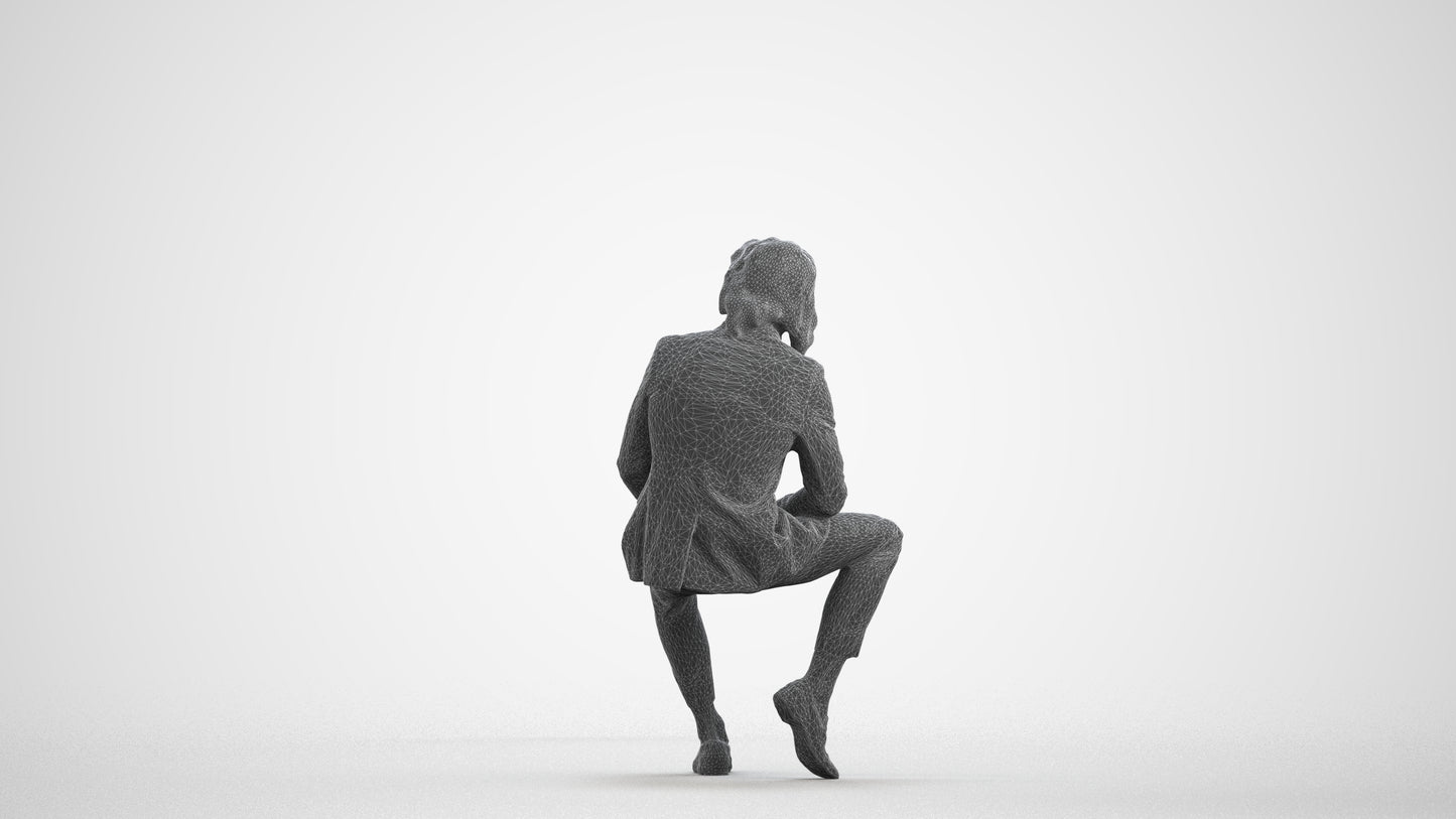 realistic 3D human man business, archviz people FBX OBJ for Blender, wireframe front view