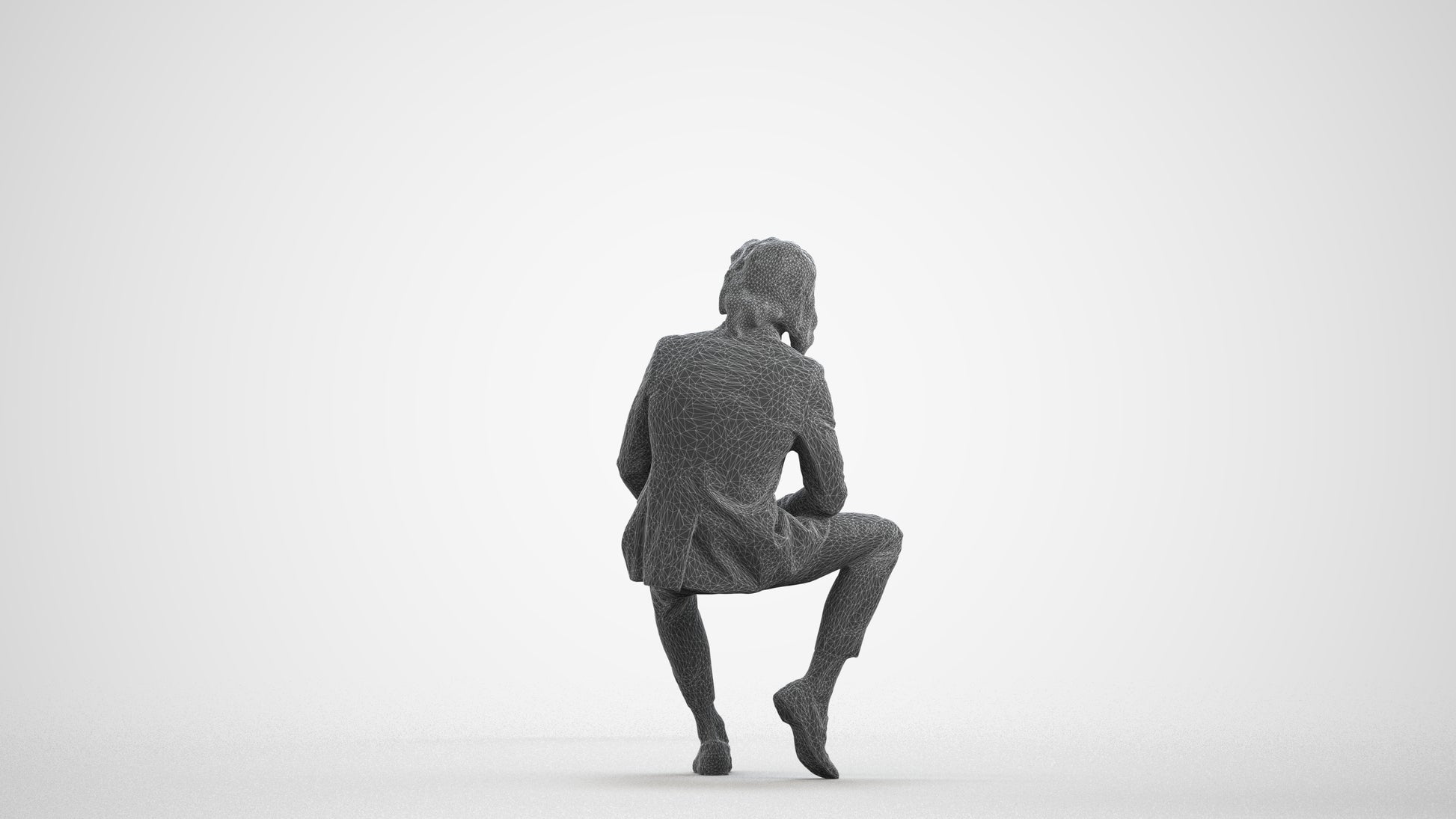 realistic 3D human man business, archviz people FBX OBJ for Blender, wireframe front view