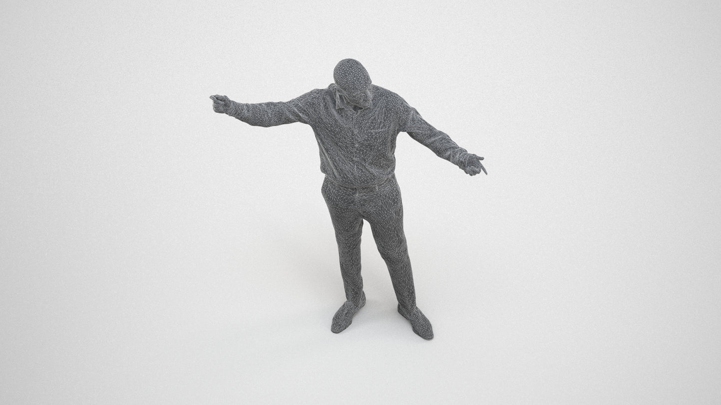 realistic 3D man business, scanned archviz people for Blender and 3ds Max, wireframe three-quarter view