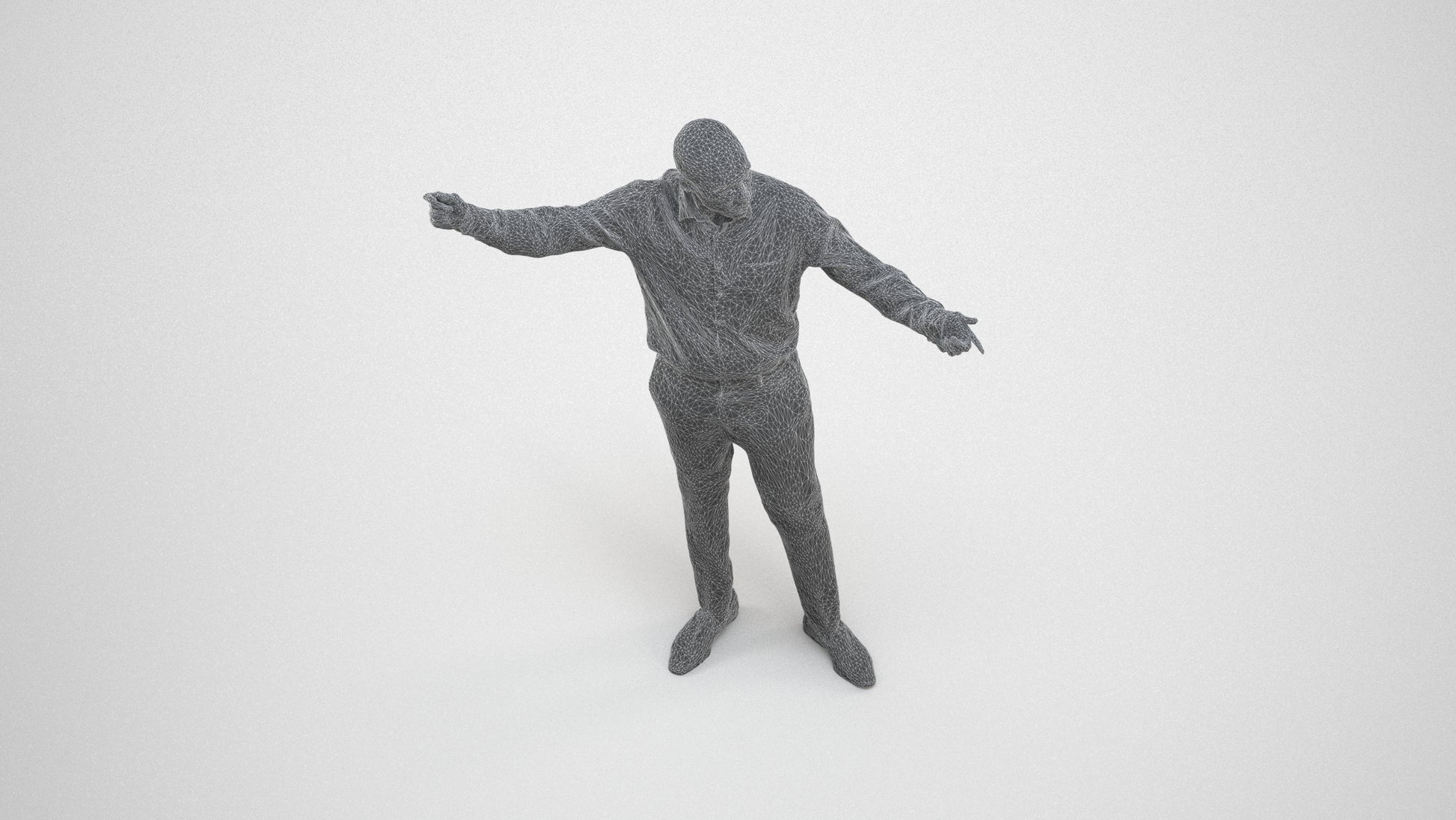 realistic 3D man business, scanned archviz people for Blender and 3ds Max, wireframe three-quarter view