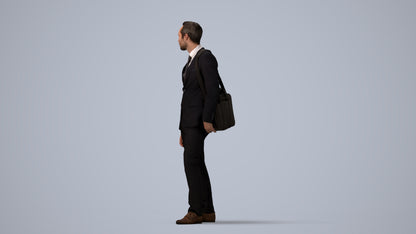 realistic 3D man business, scanned archviz people for Blender and 3ds Max, three-quarter view render