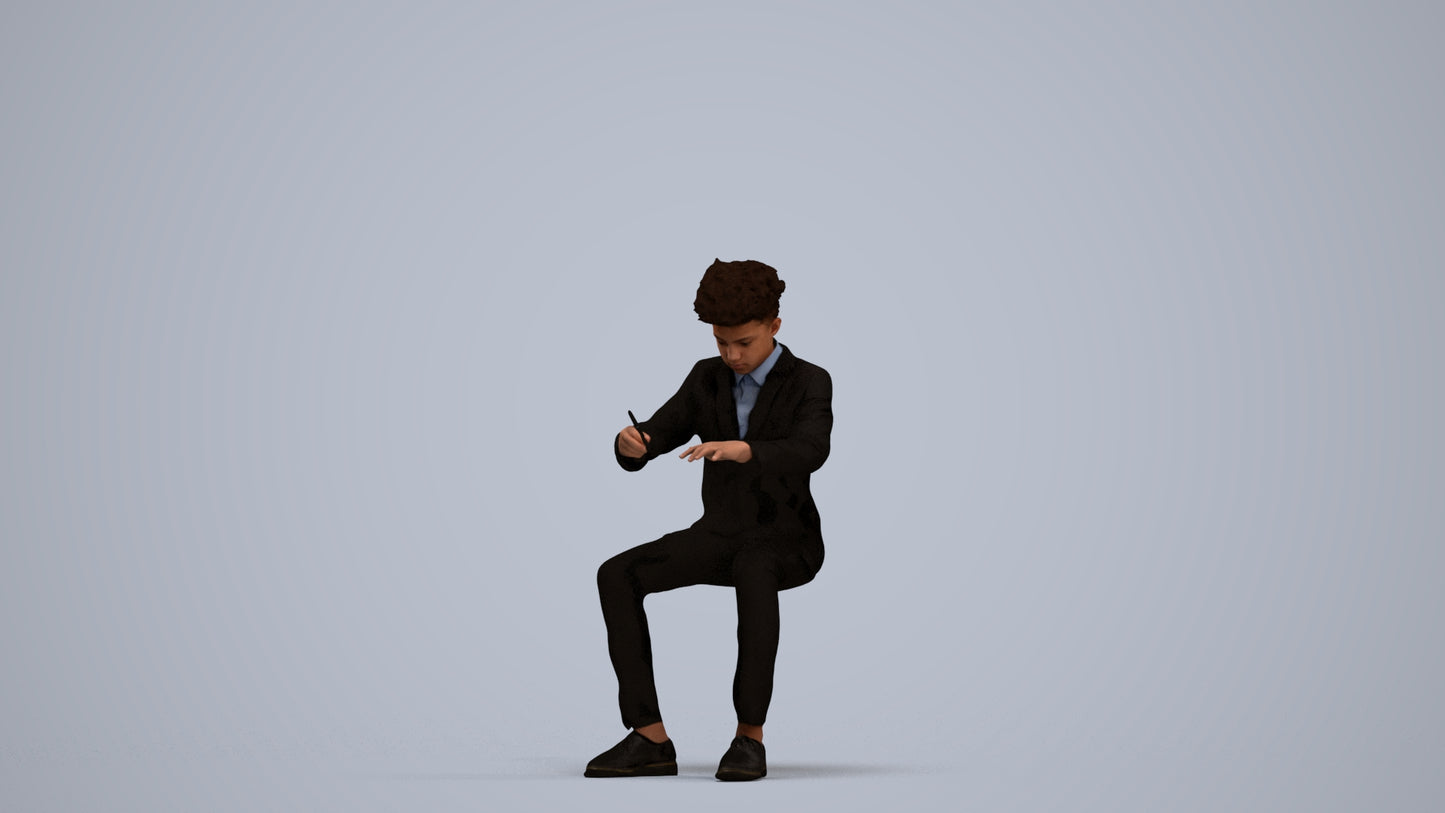 3D human model boy kids, photogrammetry scanned person for archviz, standing pose render