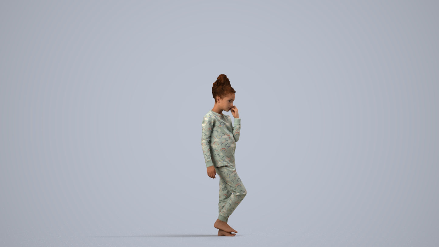 scanned 3D girl kids, photogrammetry people for Enscape and V-Ray, side view render