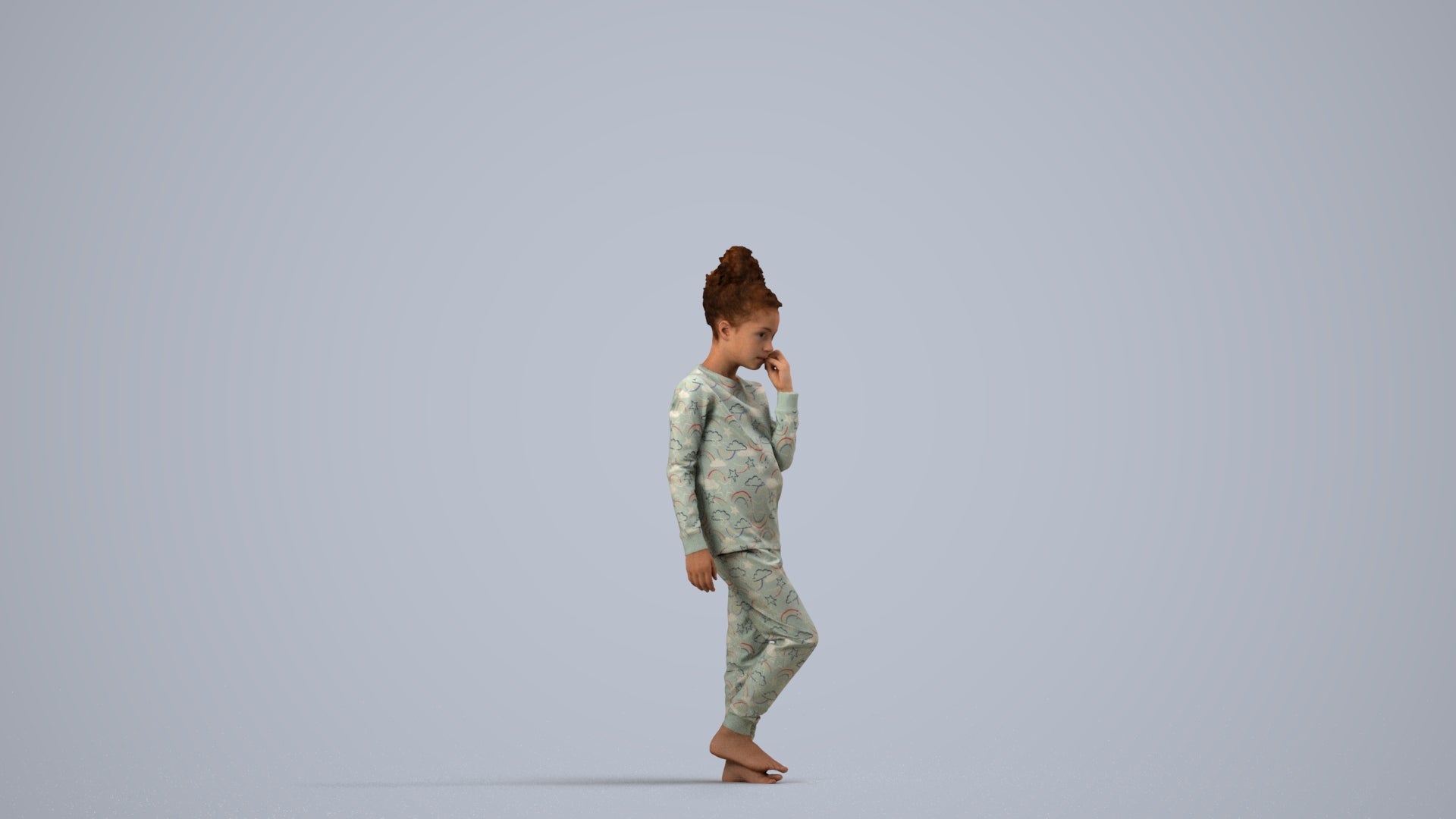 scanned 3D girl kids, photogrammetry people for Enscape and V-Ray, side view render