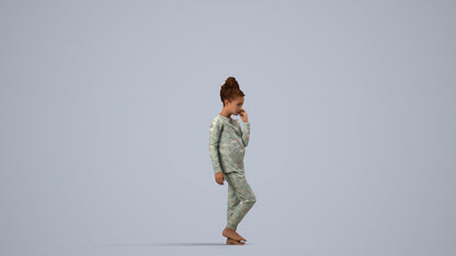 scanned 3D girl kids, photogrammetry people for Enscape and V-Ray, side view render