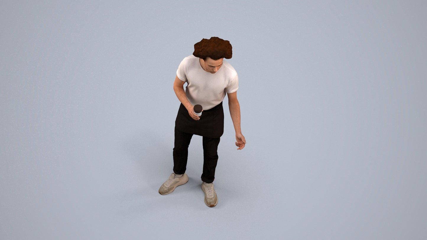 3D scanned man standing, photorealistic archviz people for Enscape and SketchUp, back view render