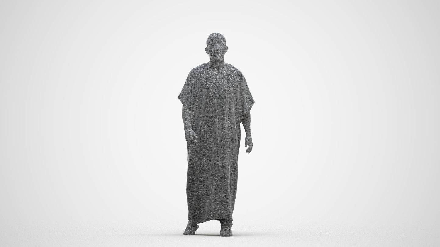 3D scanned man walking, photorealistic archviz people for Enscape and SketchUp, three-quarter front view render