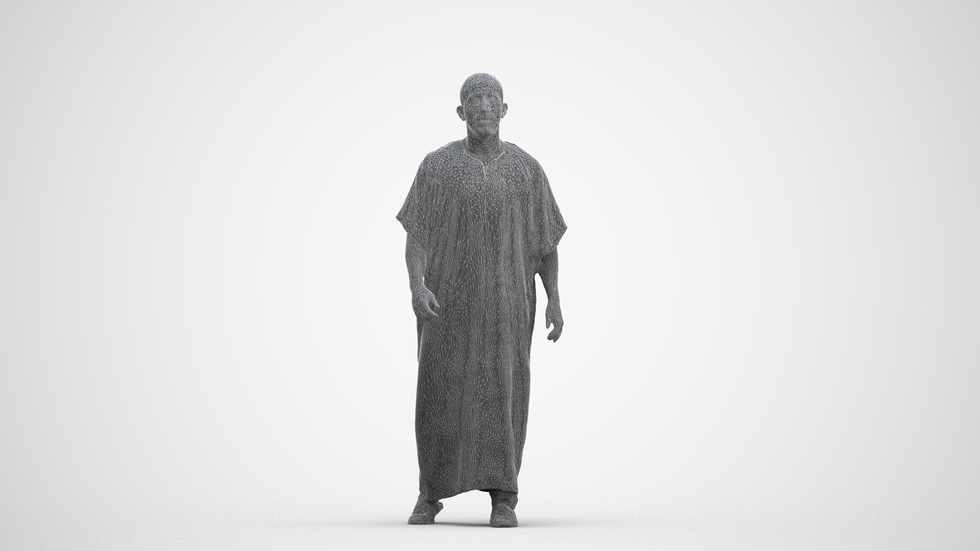 3D scanned man walking, photorealistic archviz people for Enscape and SketchUp, three-quarter front view render