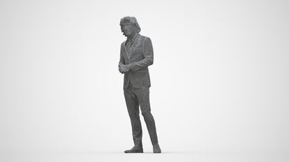 3D people model man business, scanned human for 3ds Max rendering, wireframe back view