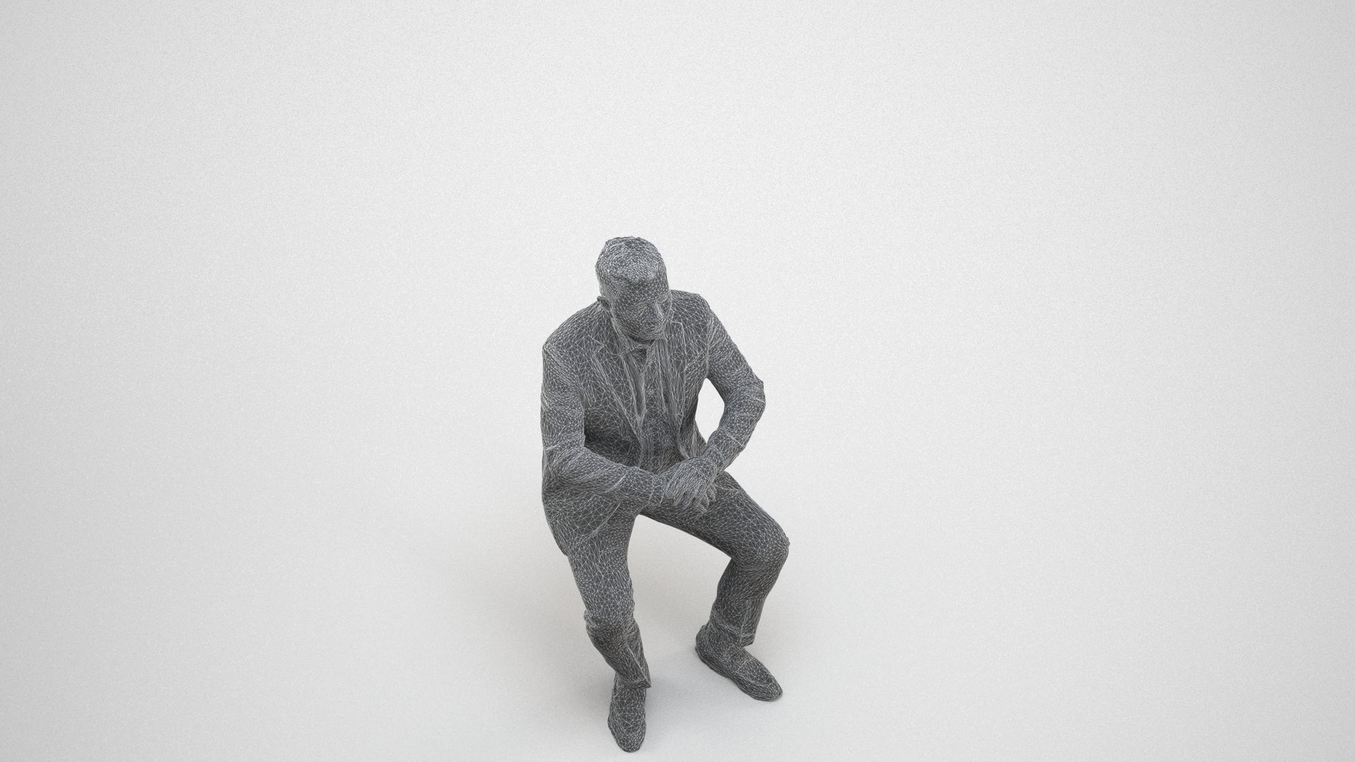 photogrammetry 3D man business, realistic human model archviz FBX, wireframe three-quarter view
