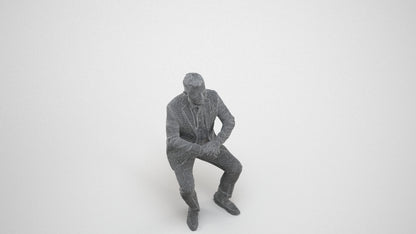 photogrammetry 3D man business, realistic human model archviz FBX, wireframe three-quarter view