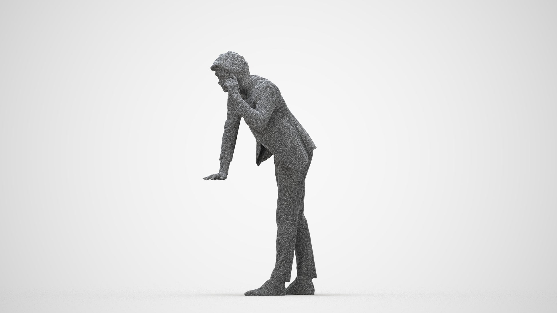 realistic 3D man business, scanned archviz people for Blender and 3ds Max, wireframe back view