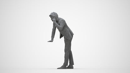 realistic 3D man business, scanned archviz people for Blender and 3ds Max, wireframe back view