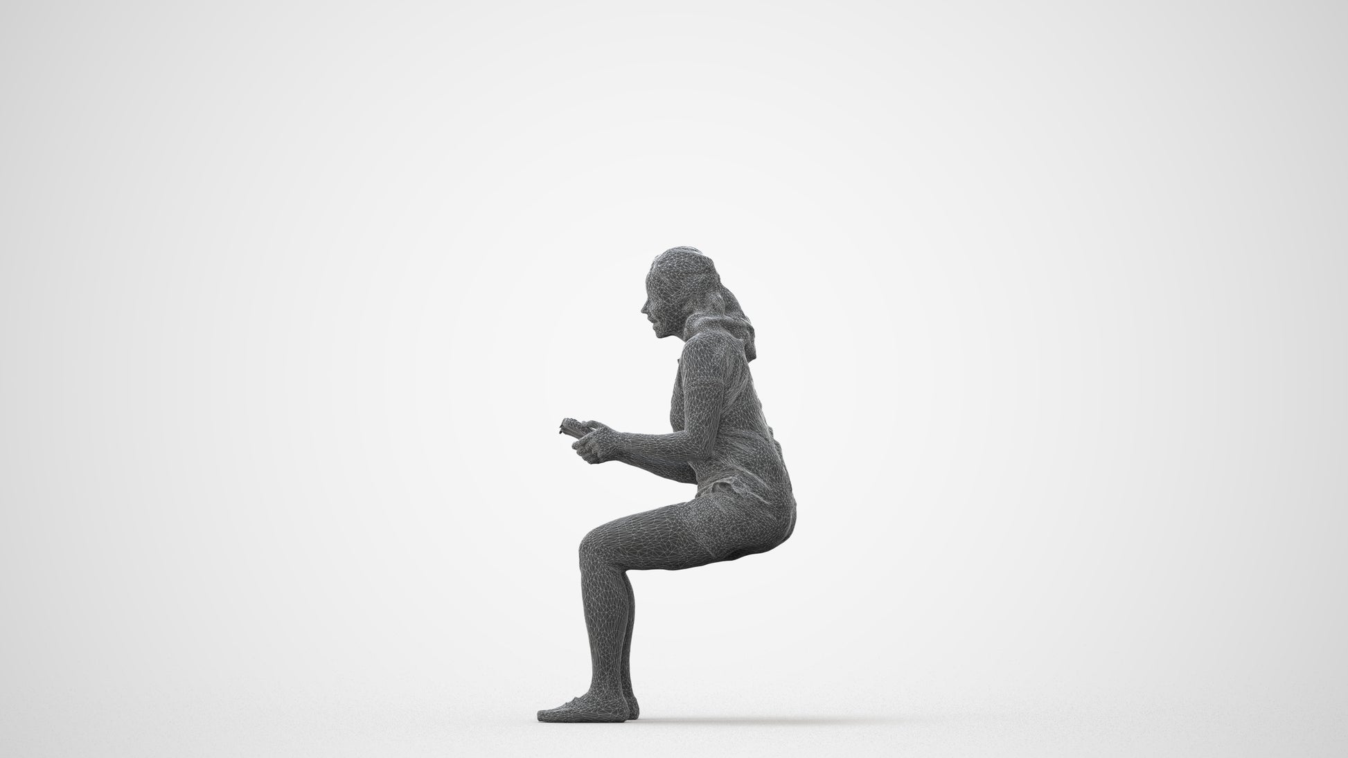 realistic 3D human woman casual sitting, archviz people FBX OBJ for Blender, square thumbnail