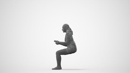 realistic 3D human woman casual sitting, archviz people FBX OBJ for Blender, square thumbnail