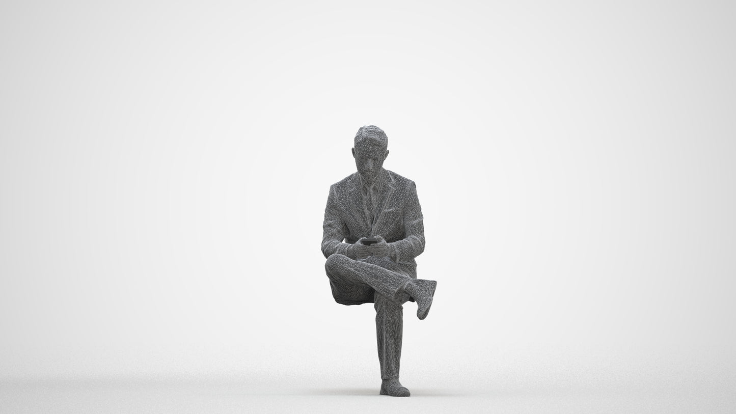 realistic 3D people man business, render-ready for V-Ray and Corona, FBX OBJ, three-quarter front view render