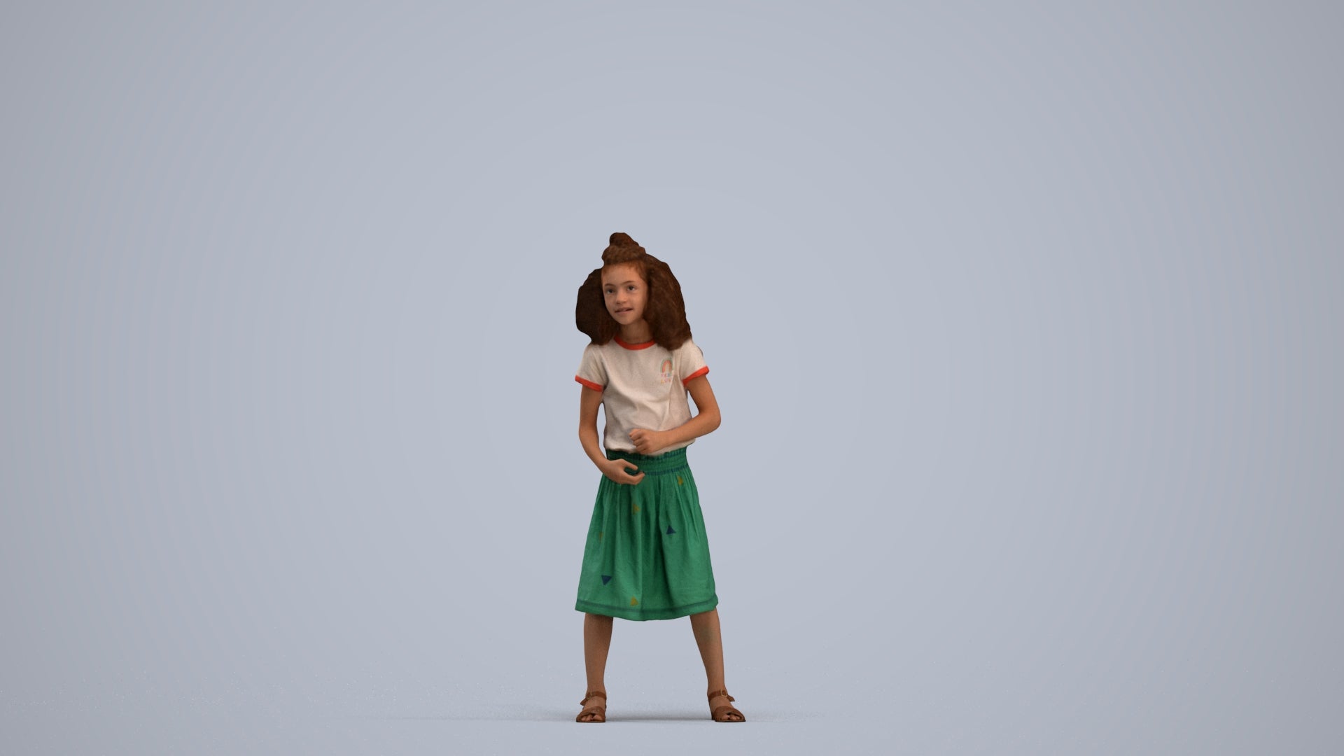 realistic 3D girl casual kids, scanned archviz people for Blender and 3ds Max, standing pose render