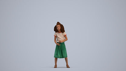 realistic 3D girl casual kids, scanned archviz people for Blender and 3ds Max, standing pose render