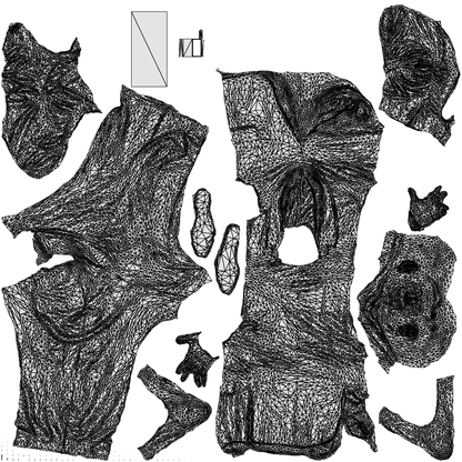 scanned 3D senior man business, photogrammetry people for Enscape and V-Ray, wireframe top-down view