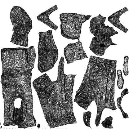 scanned 3D senior man business, photogrammetry people for Enscape and V-Ray, wireframe top-down view