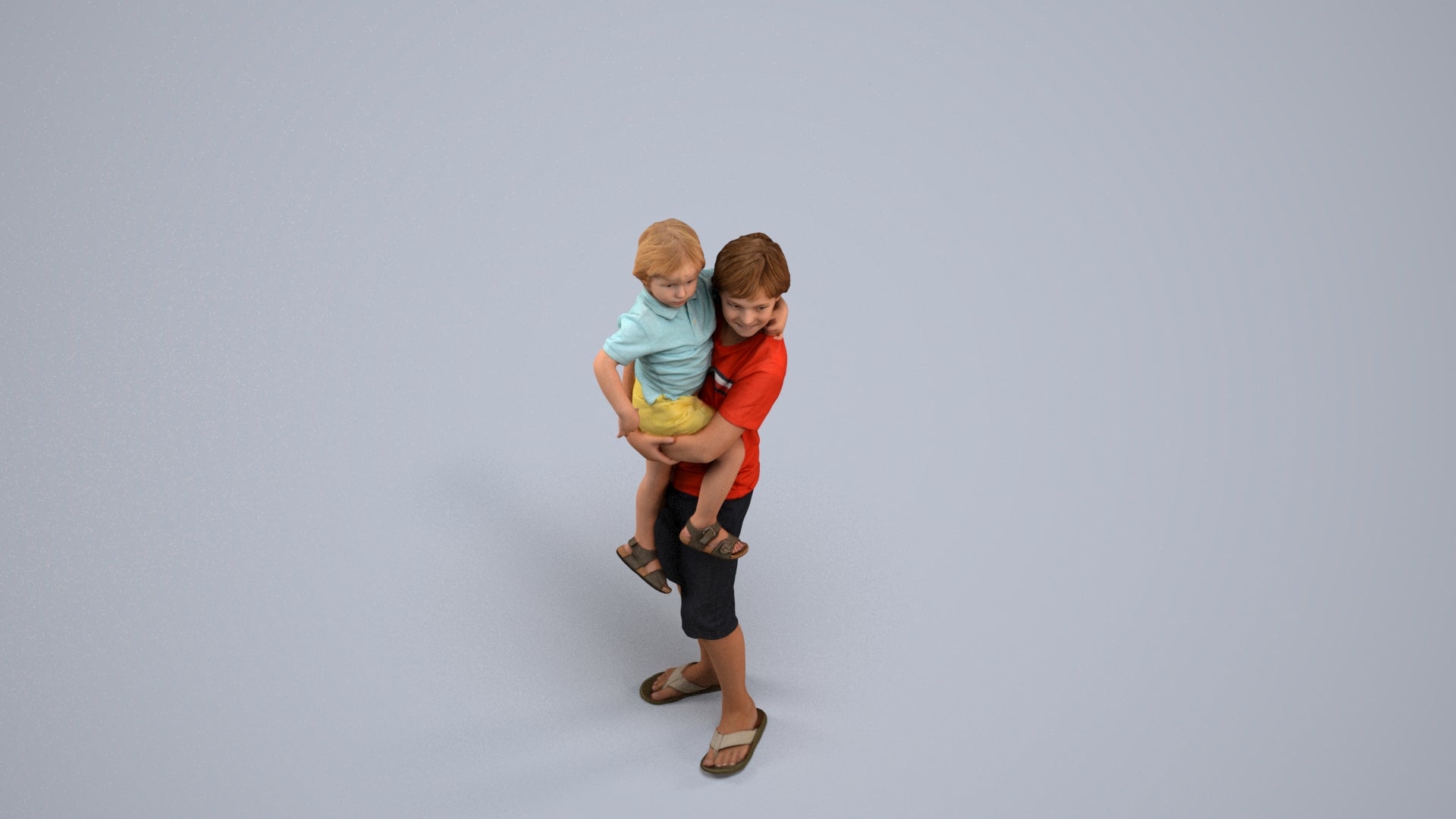 realistic 3D human boy casual kids, archviz people FBX OBJ for Blender, back view render