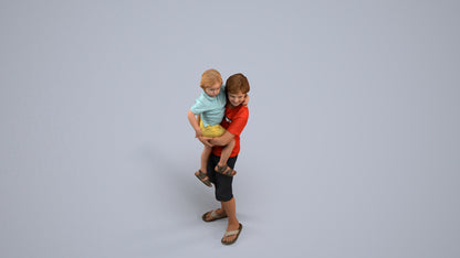 realistic 3D human boy casual kids, archviz people FBX OBJ for Blender, back view render