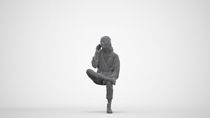 3D people model woman casual sitting, scanned human for 3ds Max rendering, three-quarter front view render