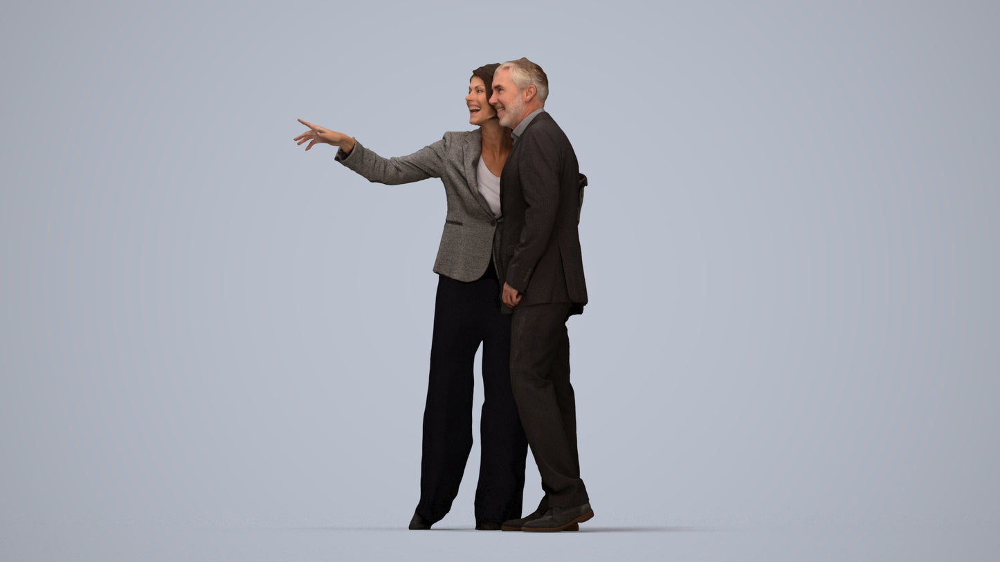 3D people model woman business, scanned human for 3ds Max rendering, top-down view render