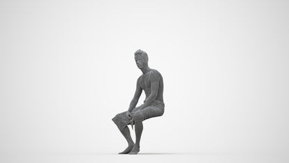 3D scanned man bathroom, photorealistic archviz people for Enscape and SketchUp, wireframe back view