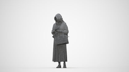 realistic 3D people woman casual standing, render-ready for V-Ray and Corona, FBX OBJ, wireframe back view