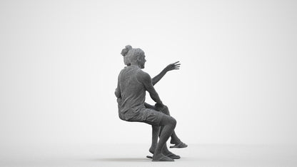 3D human model woman casual couple, photogrammetry scanned person for archviz, wireframe side view
