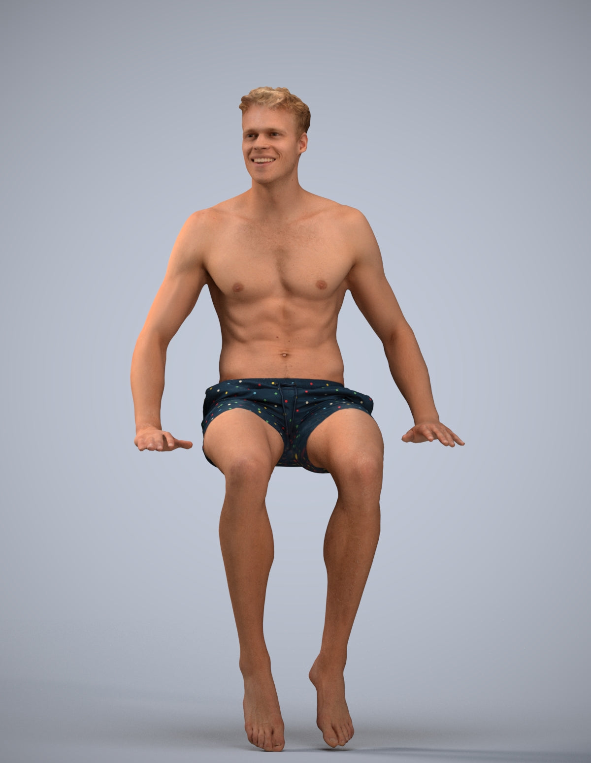 realistic 3D man pool, scanned archviz people for Blender and 3ds Max