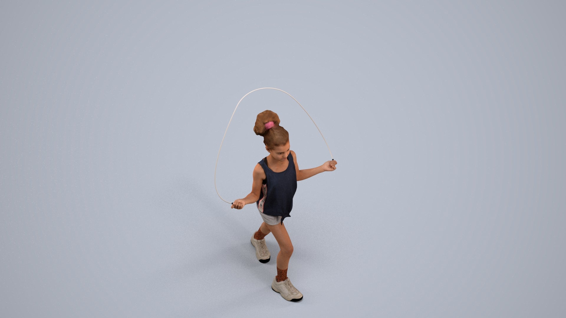 scanned 3D girl sport kids, photogrammetry people for Enscape and V-Ray, back view render