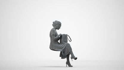 realistic 3D human woman casual mix, archviz people FBX OBJ for Blender, wireframe side view