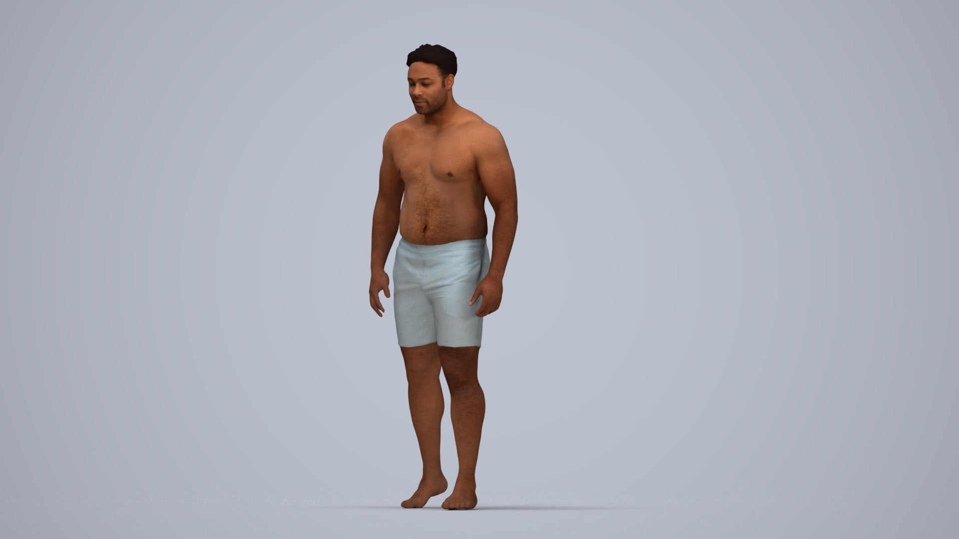 3D scanned man pool, photorealistic archviz people for Enscape and SketchUp, top-down view render