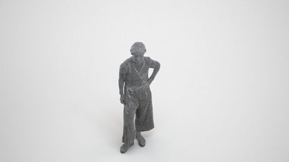 3D people model senior woman casual standing, scanned human for 3ds Max rendering, wireframe three-quarter view