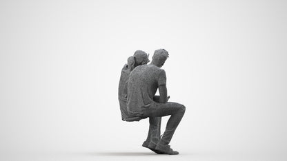 scanned 3D woman casual business, photogrammetry people for Enscape and V-Ray, wireframe side view