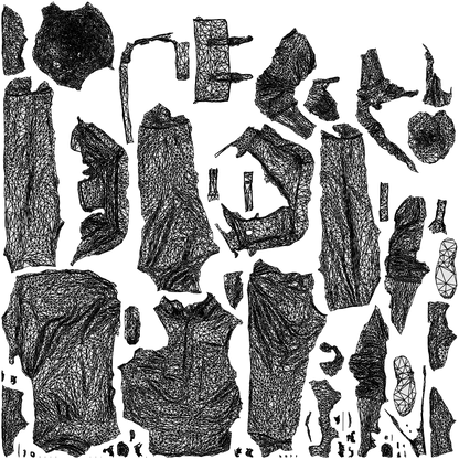 scanned 3D man casual standing, photogrammetry people for Enscape and V-Ray, wireframe top-down view