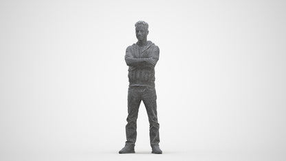 realistic 3D man casual standing, scanned archviz people for Blender and 3ds Max, three-quarter front view render