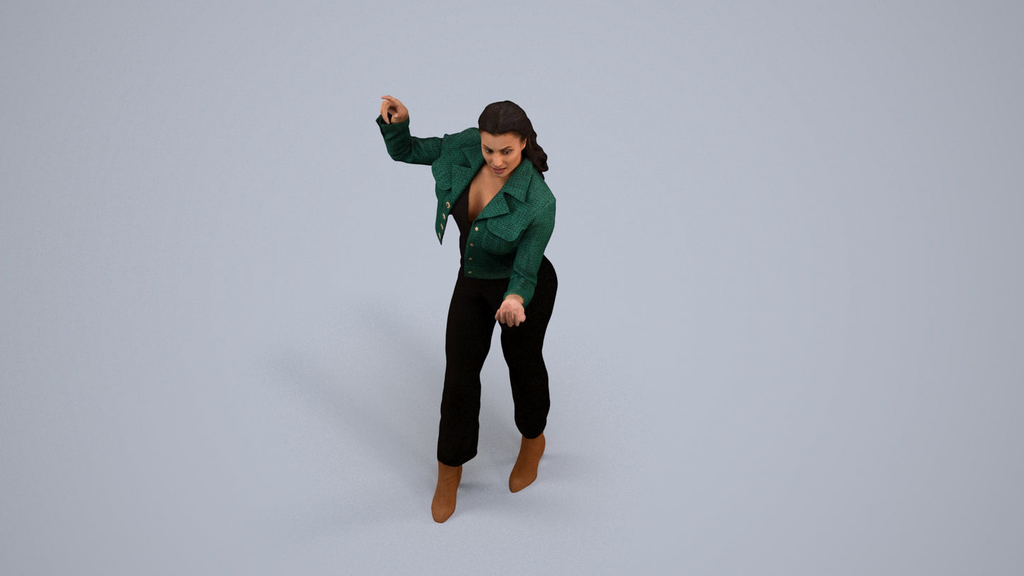 photogrammetry 3D woman business standing, realistic human model archviz FBX, back view render