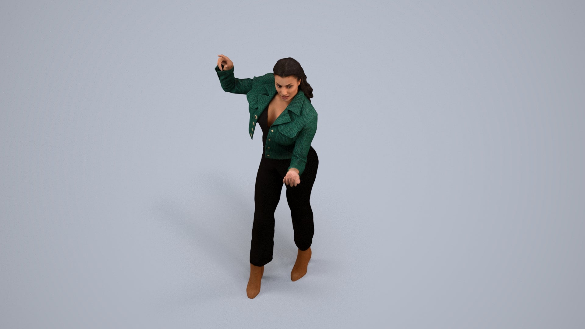 photogrammetry 3D woman business standing, realistic human model archviz FBX, back view render