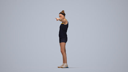 scanned 3D girl sport, photogrammetry people for Enscape and V-Ray, top-down view render