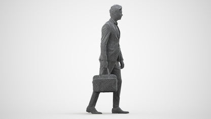 3D human model man business, photogrammetry scanned person for archviz, wireframe side view