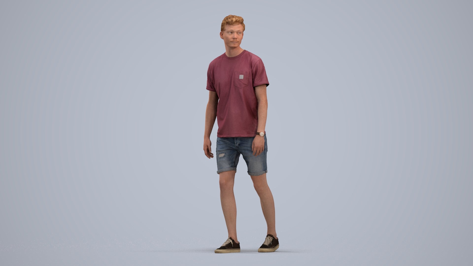 scanned 3D man casual walking, photogrammetry people for Enscape and V-Ray, standing pose render
