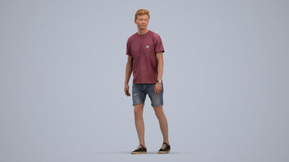 scanned 3D man casual walking, photogrammetry people for Enscape and V-Ray, standing pose render