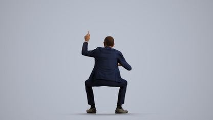 3D human model senior man business, photogrammetry scanned person for archviz, front view render