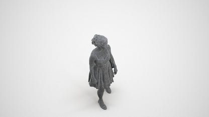 photogrammetry 3D woman formal formalaffairs, realistic human model archviz FBX, wireframe three-quarter view