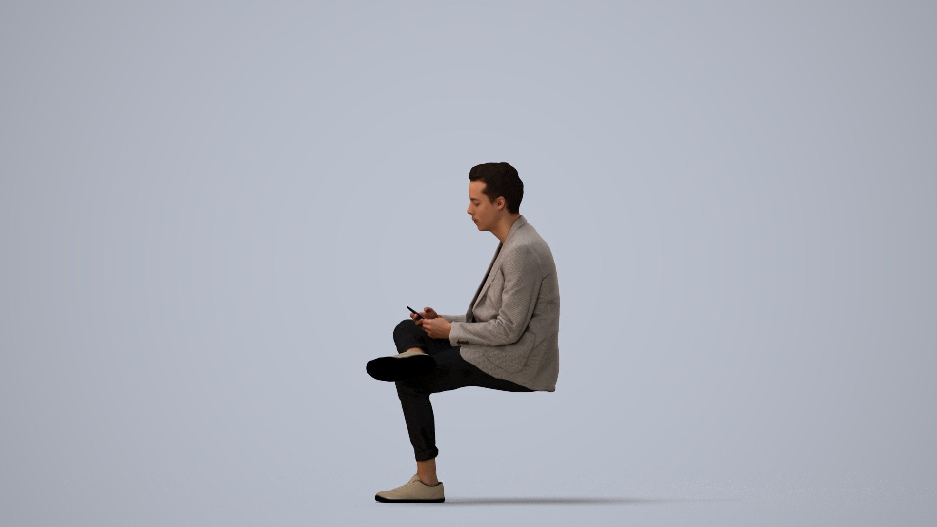 3D scanned man business, photorealistic archviz people for Enscape and SketchUp, three-quarter view render